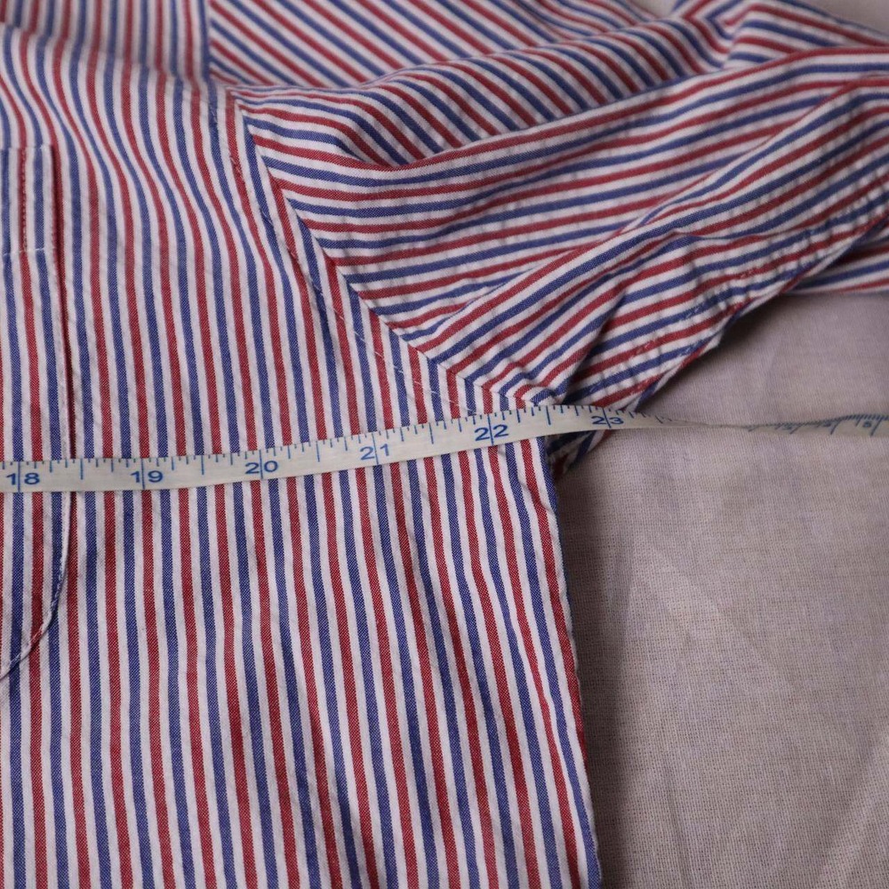 Boggi Milano Mens Red White Blue Striped Button Down Shirt Long Sleeve Cotton L - Picture 3 of 5